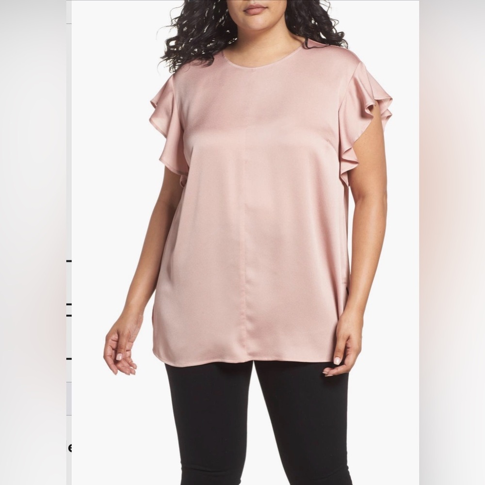 Vince Camuto Blush Pink Ruffle Sleeve Top